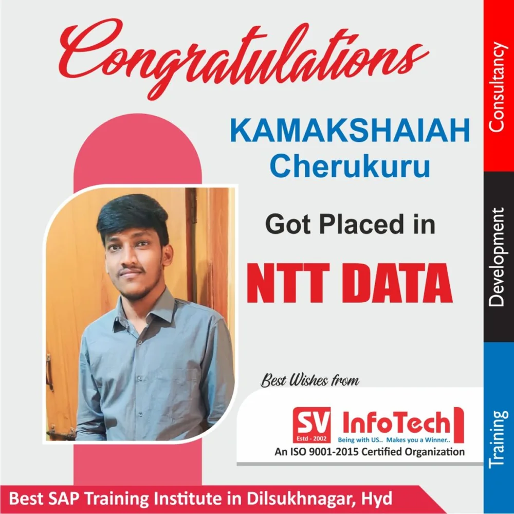 SV Infotech published placement poster for Kamakshaiah Cherukuri at NTT DATA