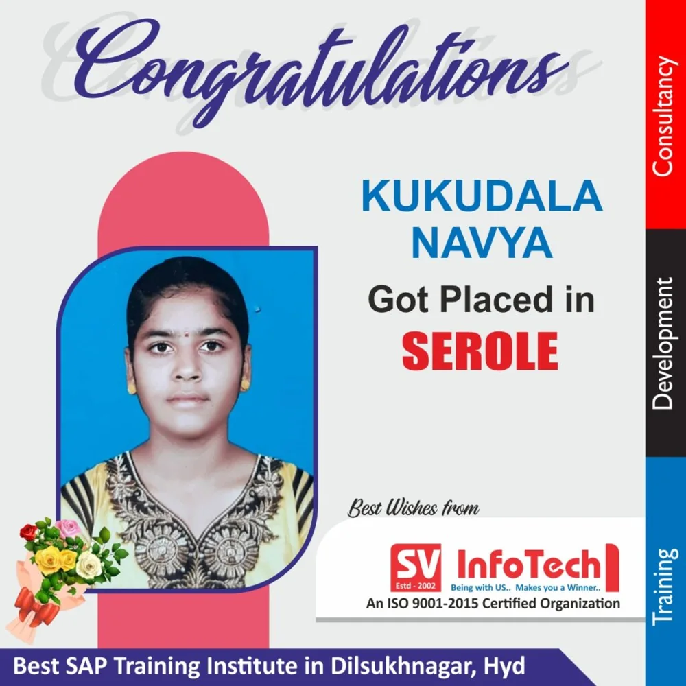 SV Infotech published placement poster for Kukudala Navya at SERULE