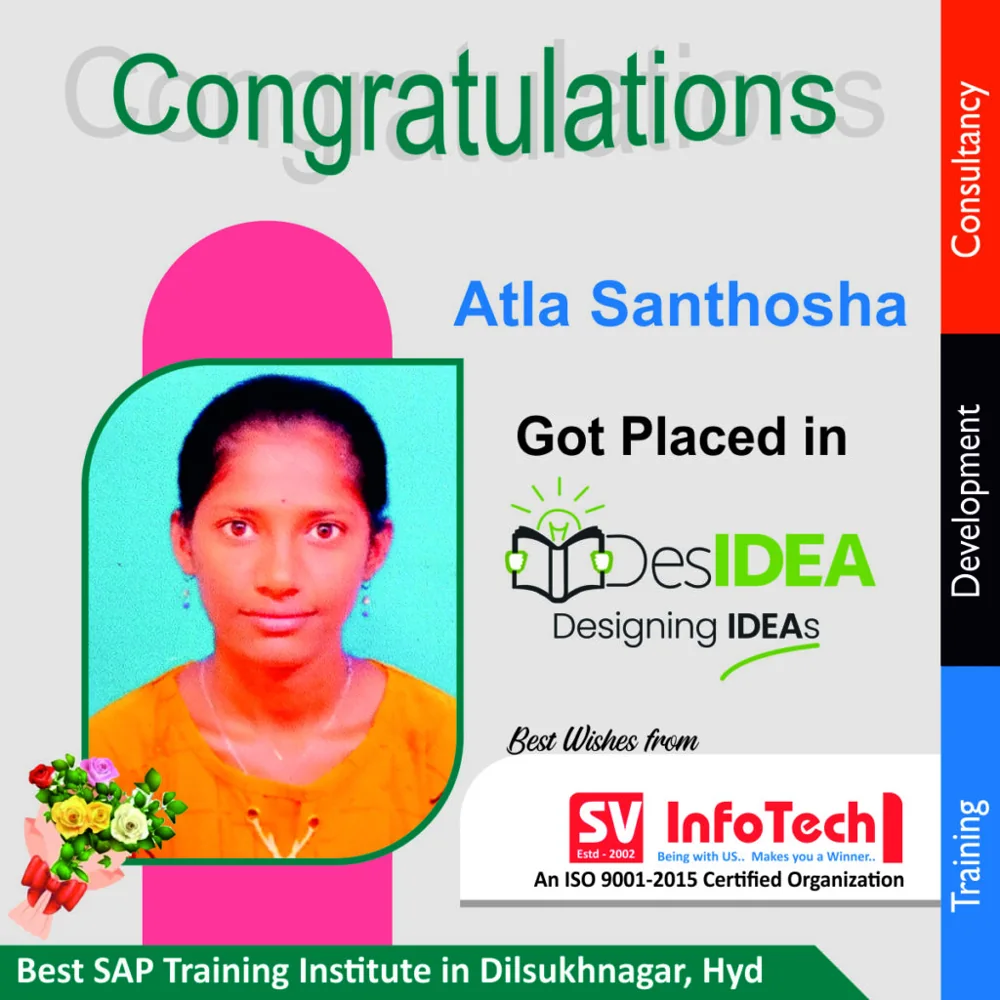 SV Infotech published placement poster for Atla Santhosha at Designing IDEAs
