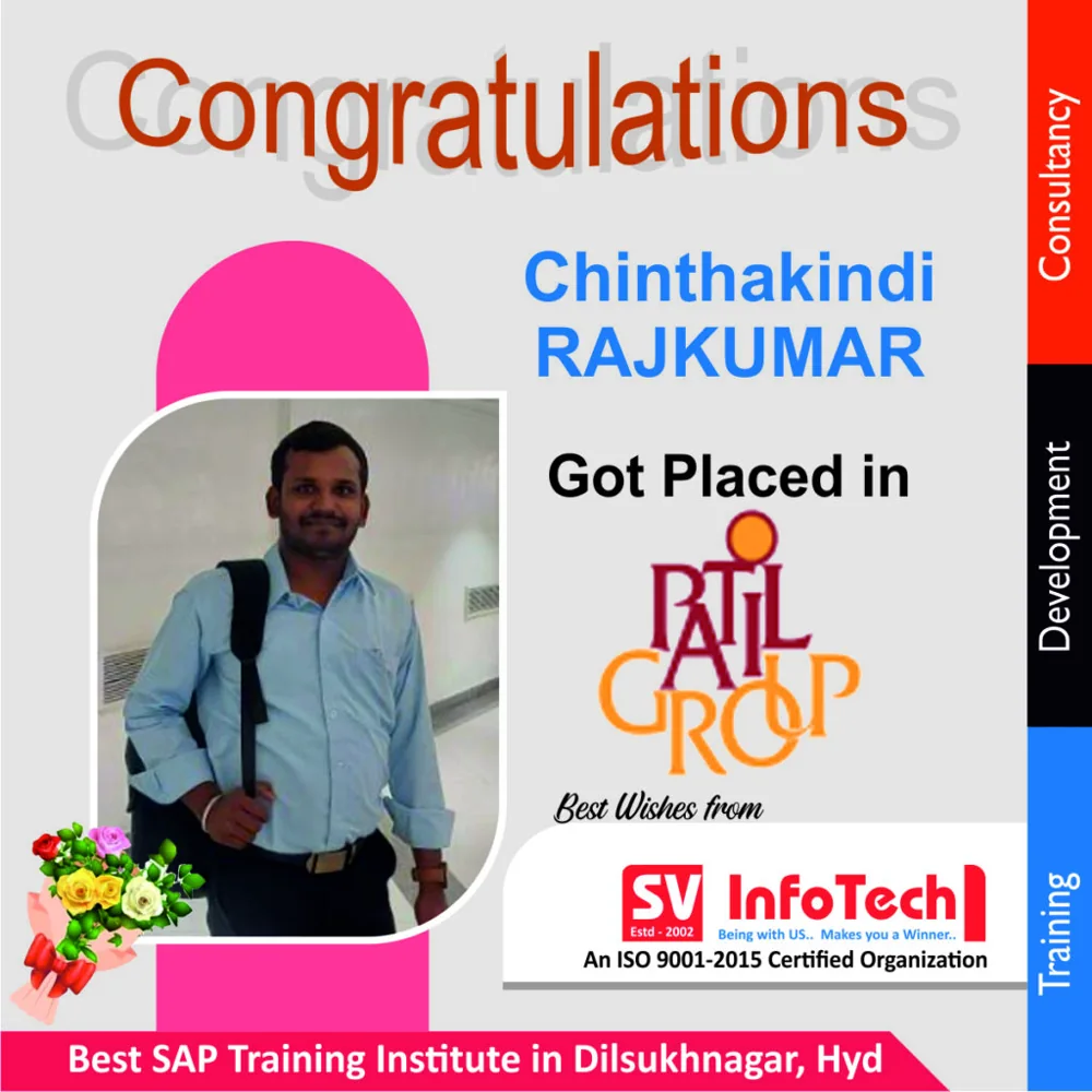 SV Infotech published placement poster for Chinthakindi Rajkumar at DIL Group