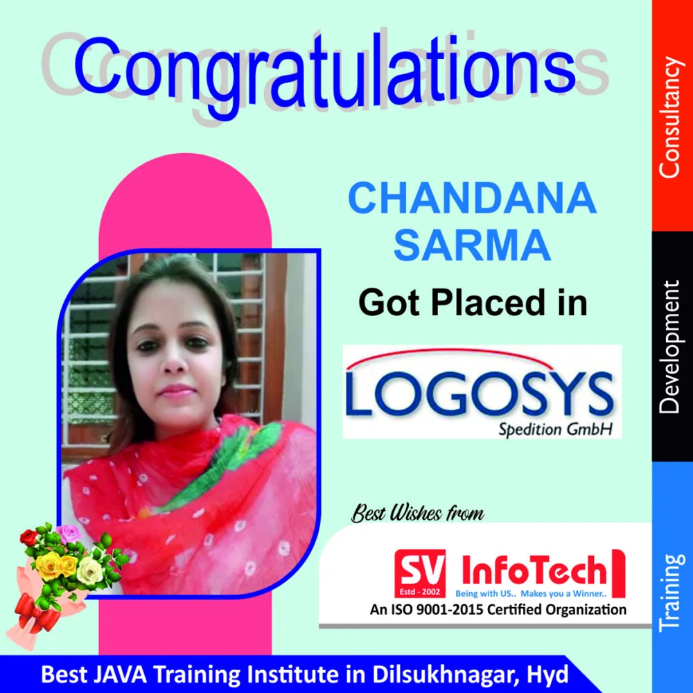 SV Infotech published placement poster for Chandana Sarma at LOGOSYS