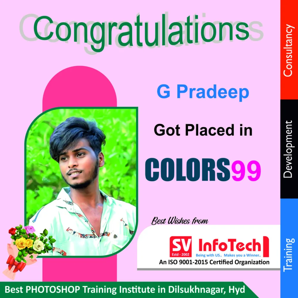 SV Infotech published placement poster for G Pradeep at COLORS99