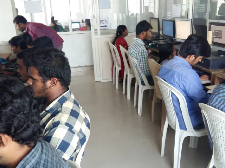 Students working at computers in an SV Infotech lab