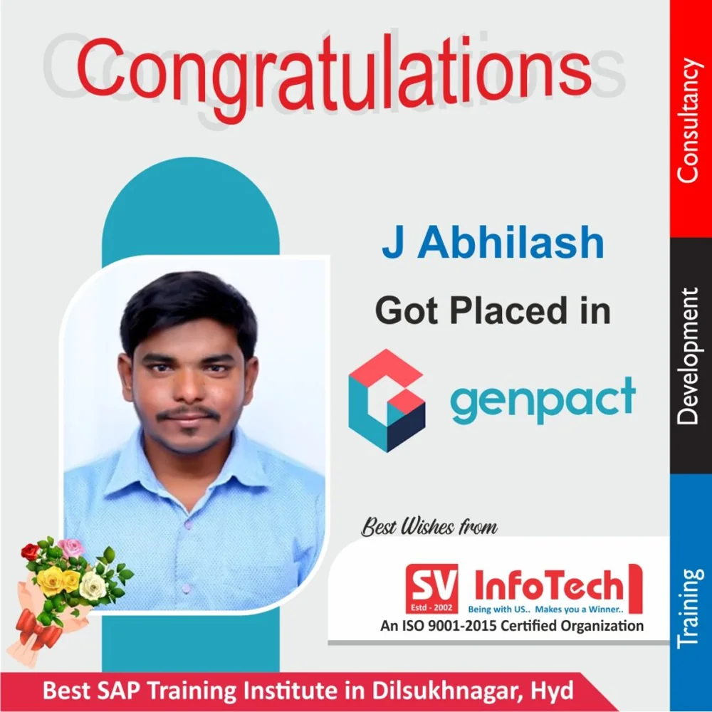 SV Infotech published placement poster for J Abhilash at Genpact