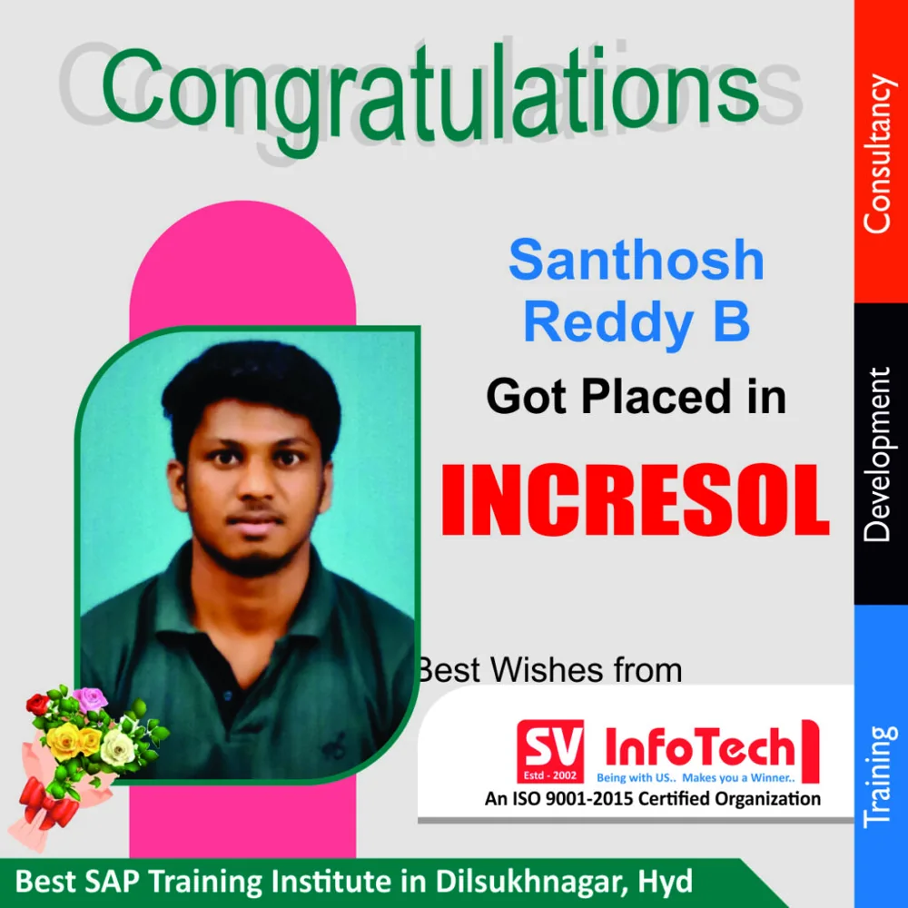 SV Infotech published placement poster for Santhosh Reddy B at INCRESOL
